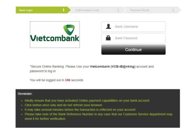 Gửi tiền W88 Quick Pay Vietcombank